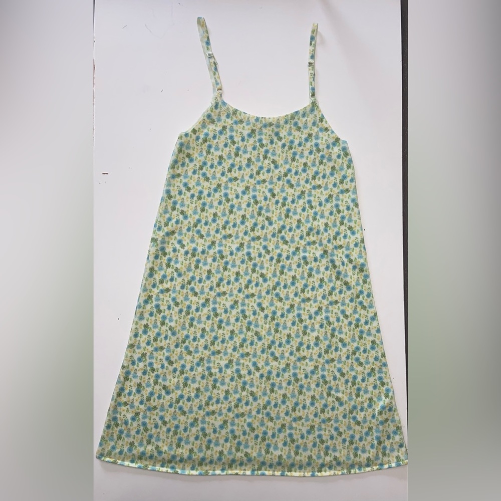 Zara knit short floral dress. With Adjustable Straps Green / Blue Size M - Picture 2 of 10